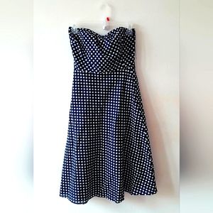 J.Crew Strapless Blue Polka-dot Dress